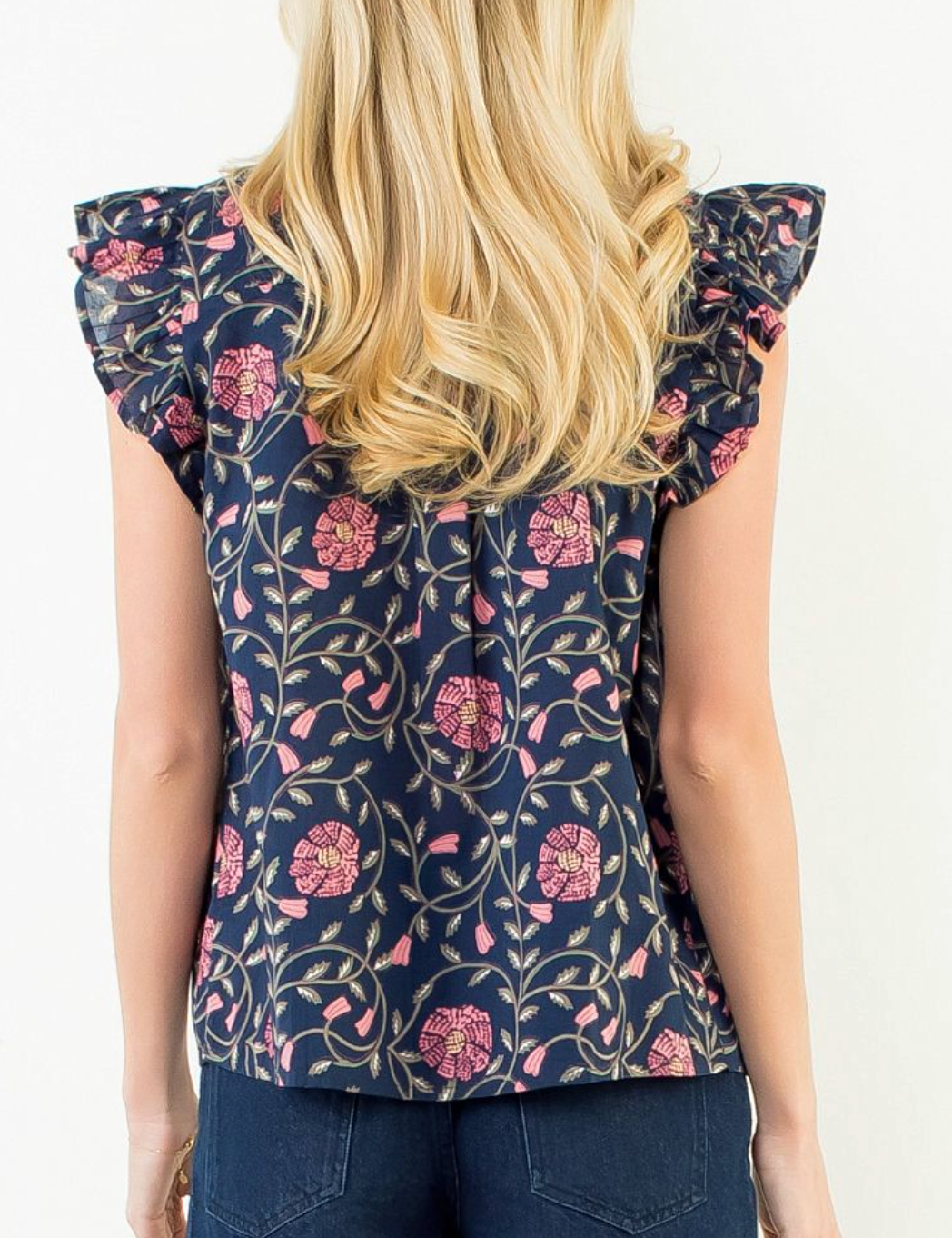 THML PENNY FLUTTER SLEEVE TOP