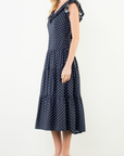 THML EMILIA POLKA DOT FLUTTER V DRESS