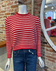 OLIVACEOUS STRIPED COTTON SWEATER