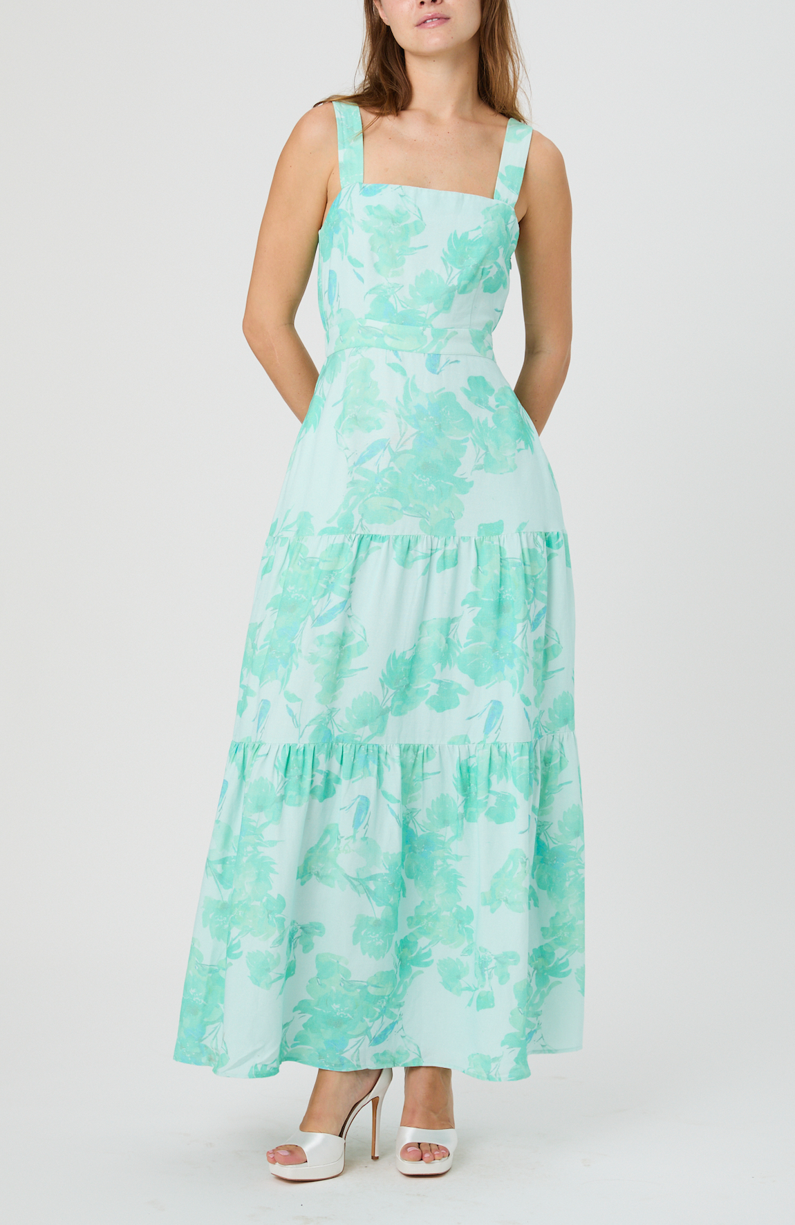 french connection blue floral maxi dress French Connection Dresses | Nwt French Connection White/Blue Floral Cotton Maxi Dress Size Medium | Color: Blue/White | Size: M