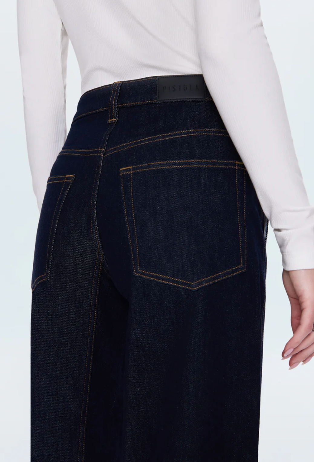 PISTOLA BEAU SEAMED CRESCENT RAW JEAN