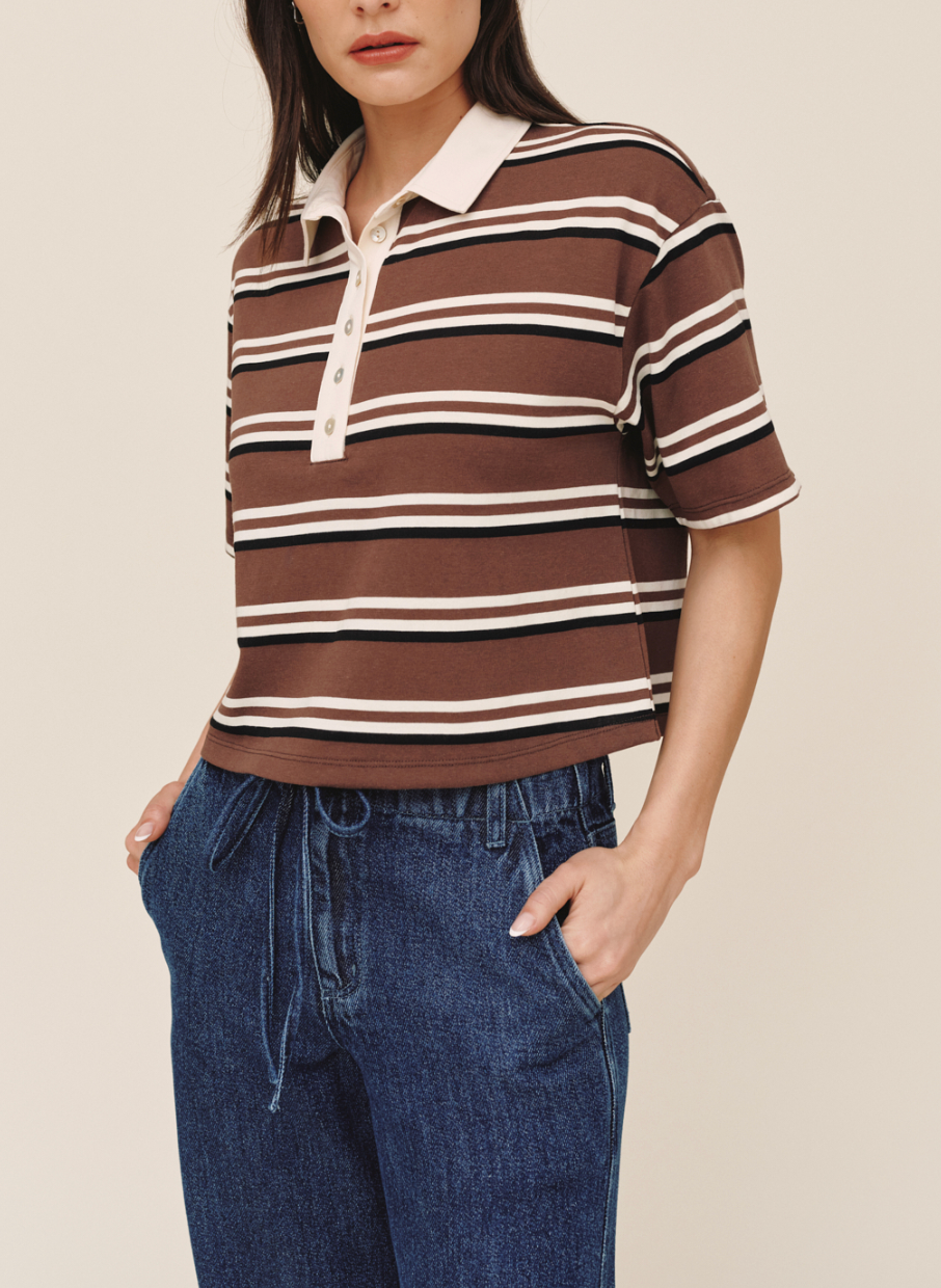 BELLA DAHL CROP POLO TEE