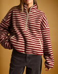 MIOU MUSE MULTI STRIPE SHERPA HALF ZIP PULLOVER