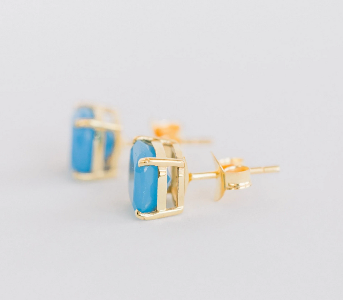 ELLI PARR EMMY STUDS-BLUE CHALCEDONY