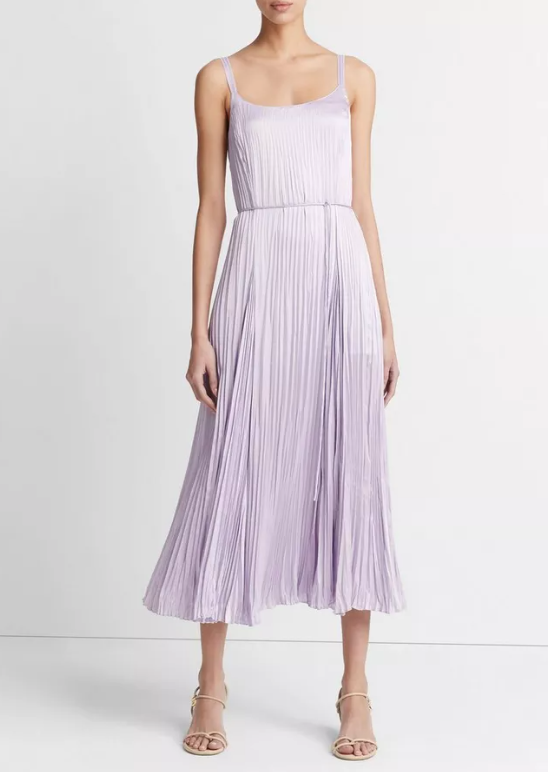 VINCE RELAXED CRUSHED SLIP DRESS  Indigo