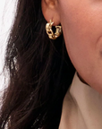 CLARE V LE STORY CHAIN HOOP EARRINGS - VINTAGE GOLD