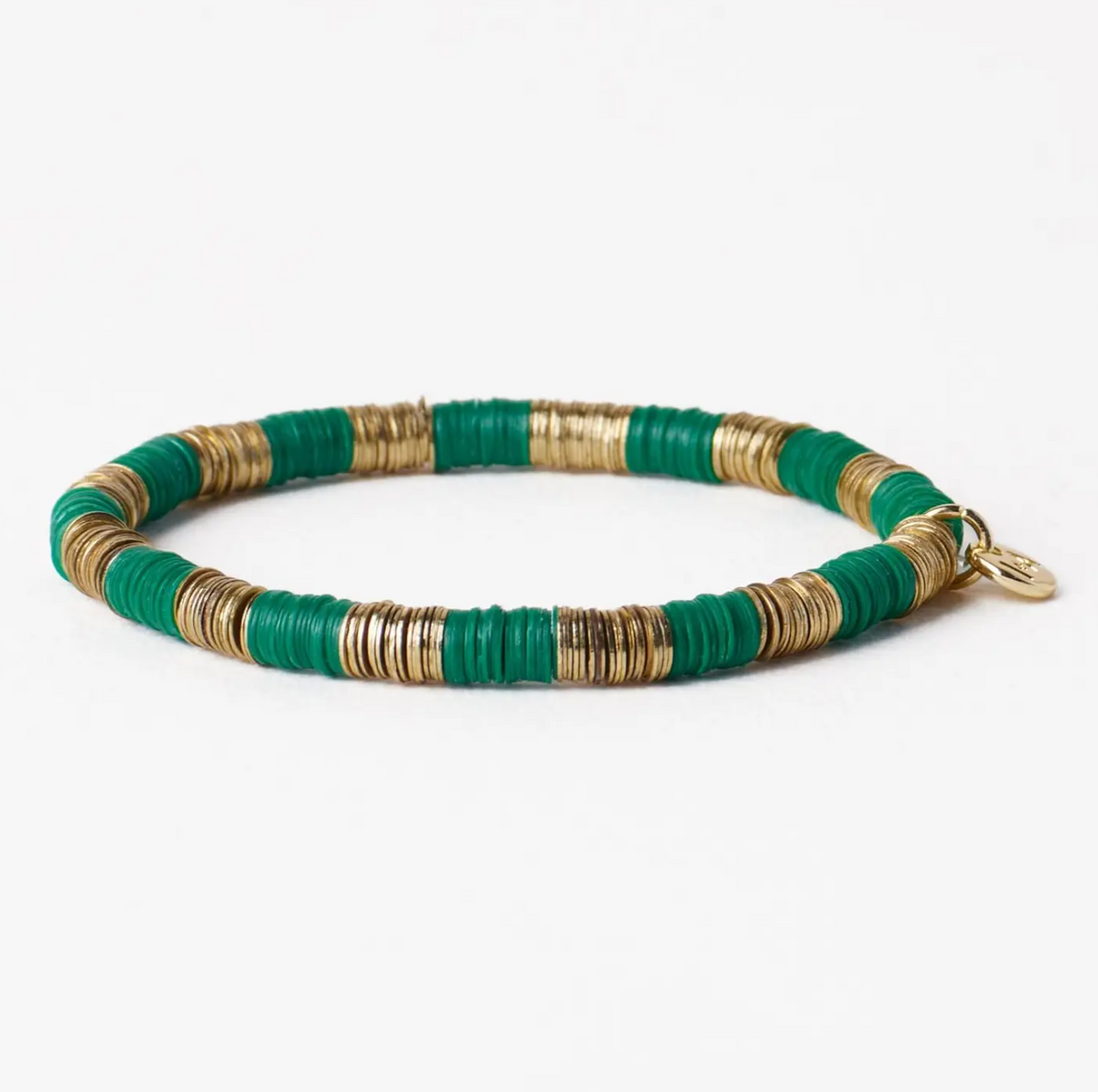 INK + ALLOY GRACE ALTERNATING COLOR WITH GOLD SEQUIN STRETCH BRACELET KELLY GREEN