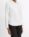 VINCE SILK-BLEND SLIM BUTTON-FRONT BLOUSE