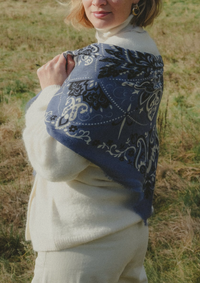 MAISON LECOMTE FLAMENT WOOL &amp; CASHMERE BANDANA SCARF