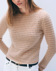 WHITE & WARREN CASHMERE STRIPED LONG SLEEVE TOP