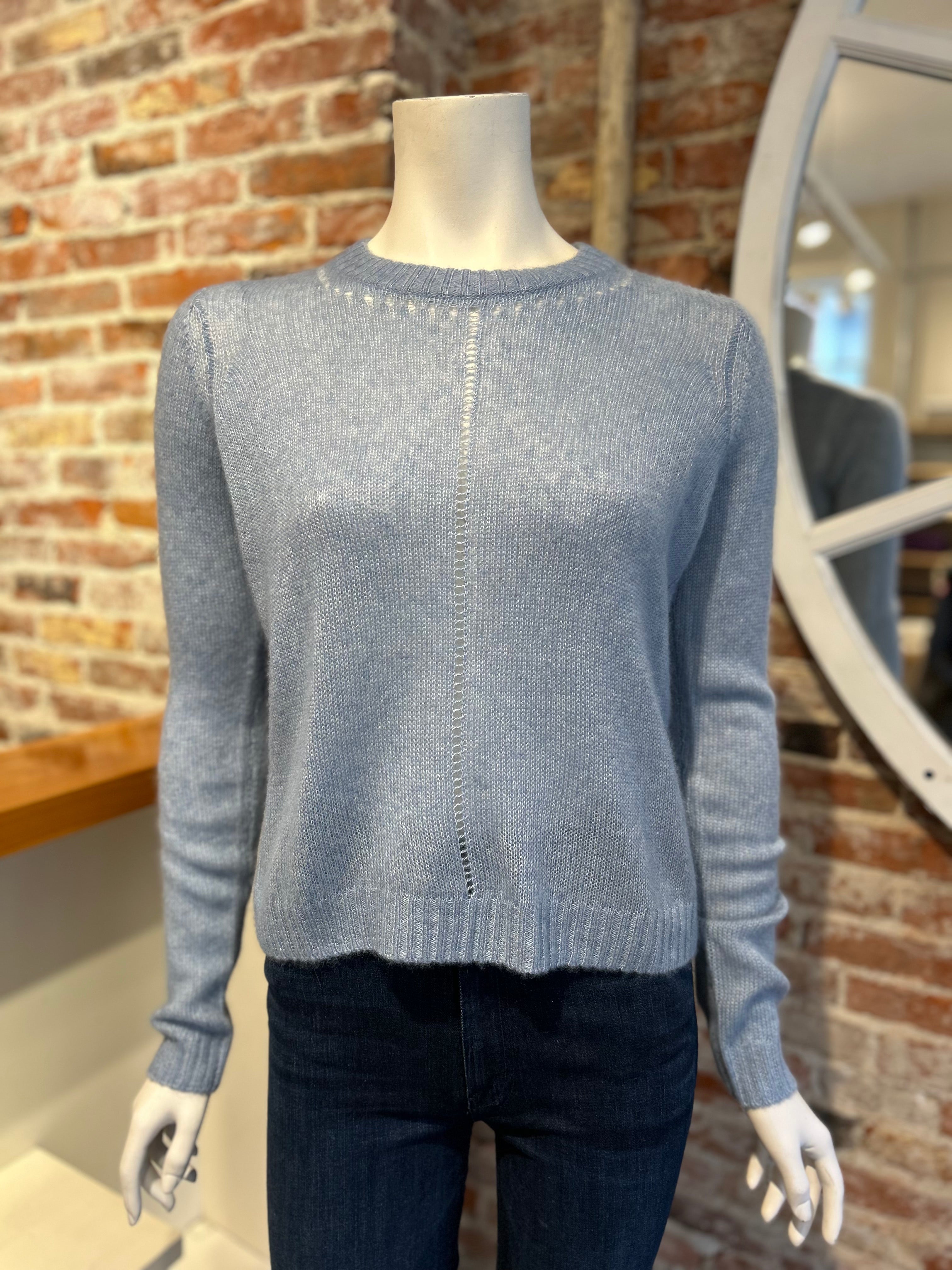 AUTUMN CASHMERE CREW W/ LADDER STITCH DETAIL