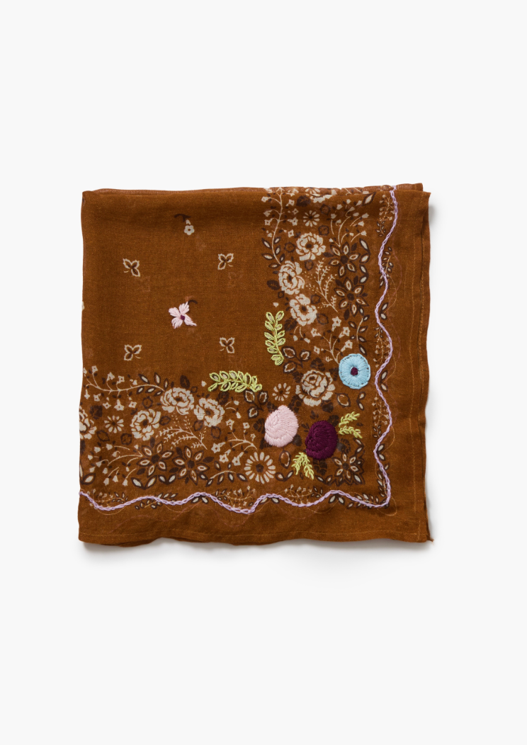 CHAN LUU EMBROIDERED FLORAL BANDANA