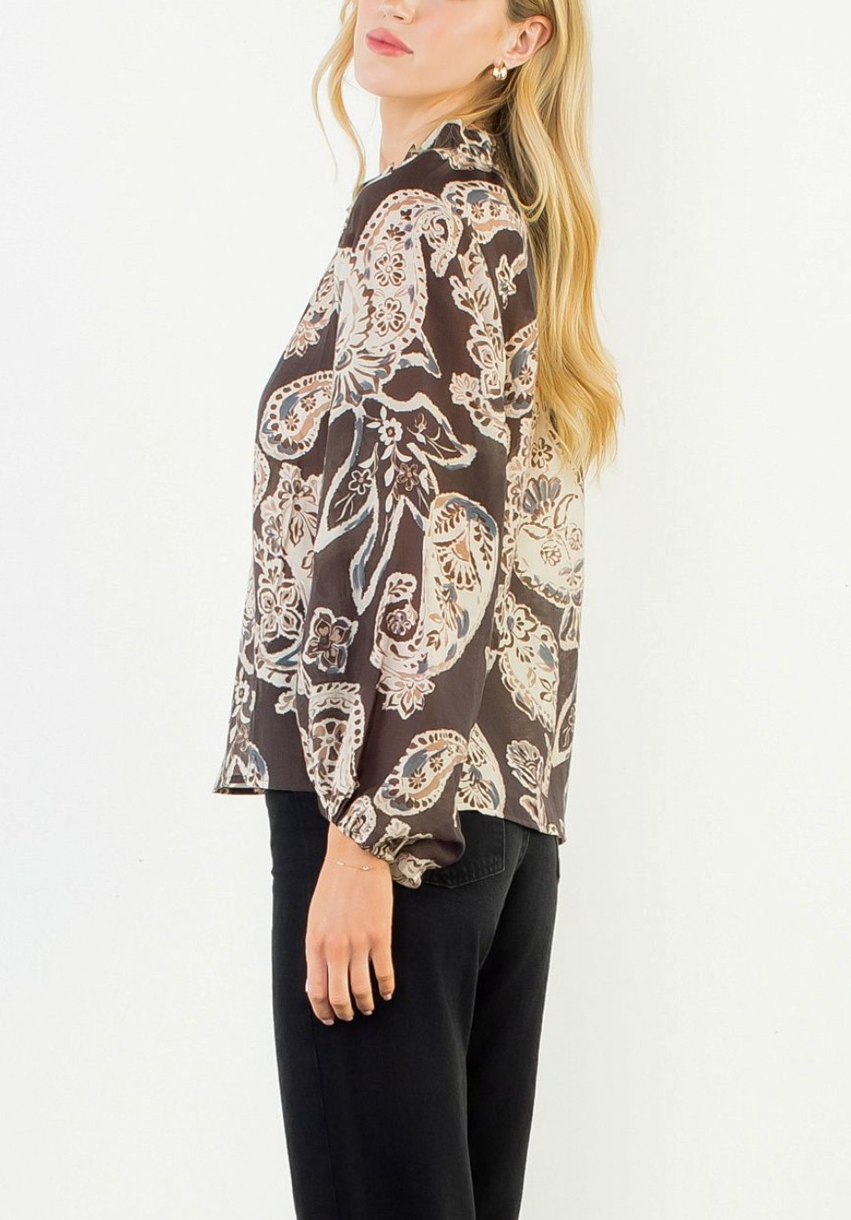 THML OPAL PAISLEY PRINTED V NECK BLOUSE