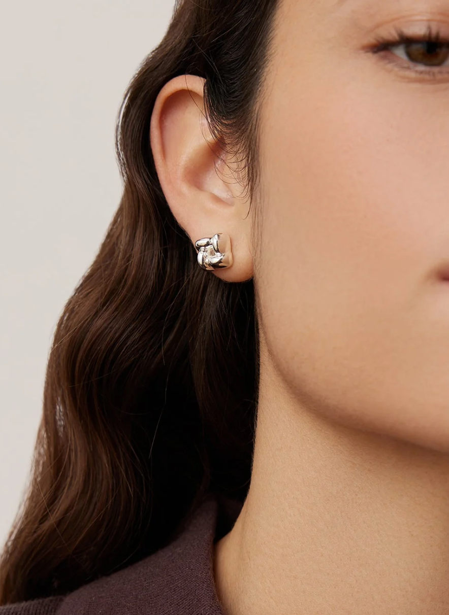JENNY BIRD SILVER MINI WOVEN SQUARE EARRINGS