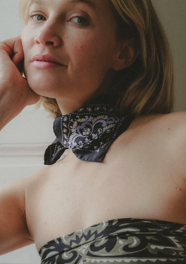 MAISON LECOMTE FLAMENT SMALL SILK BANDANA SCARF