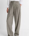 VINCE HIGH RISE ITALIAN WOOL BLEND PLAID TROUSER