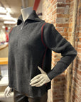 AUTUMN CASHMERE RIB 1/4 ZIP LAYBACK COLLAR W/ CONTRAST SEAM