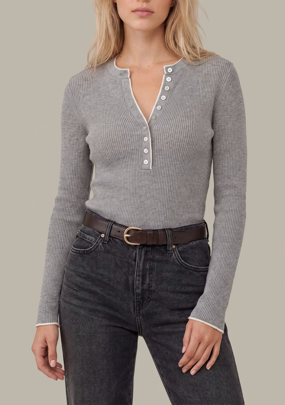 525 AMERICA EMMELINE RIB LAYERED HENLEY