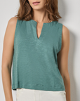 LILLA P PLEAT BACK SPLIT NECK TANK
