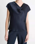 VINCE COWL NECK CAP SLEEVE BLOUSE