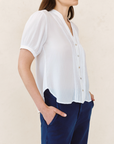 BELLA DAHL SHORT SLEEVE PINTUCK SHIRT