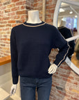 AUTUMN CASHMERE SHAKER CREW W/ CONTRAST PIPING