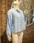 BELLA DAHL MANDARIN COLLAR TRIMMED BUTTON DOWN