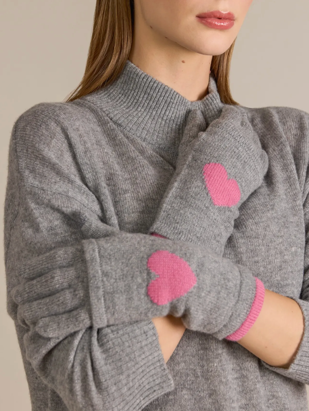 ALASHAN 100% CASHMERE HEART INTARSIA 3-IN-1 GLOVE