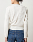 LILLA P SHIRRED SLEEVE CREWNECK SWEATER
