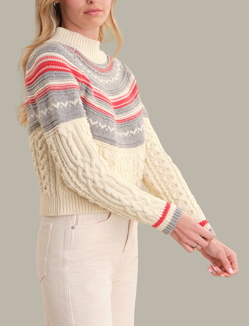 525 AMERICA AYANA CABLE PULLOVER WITH PATTERN YOKE