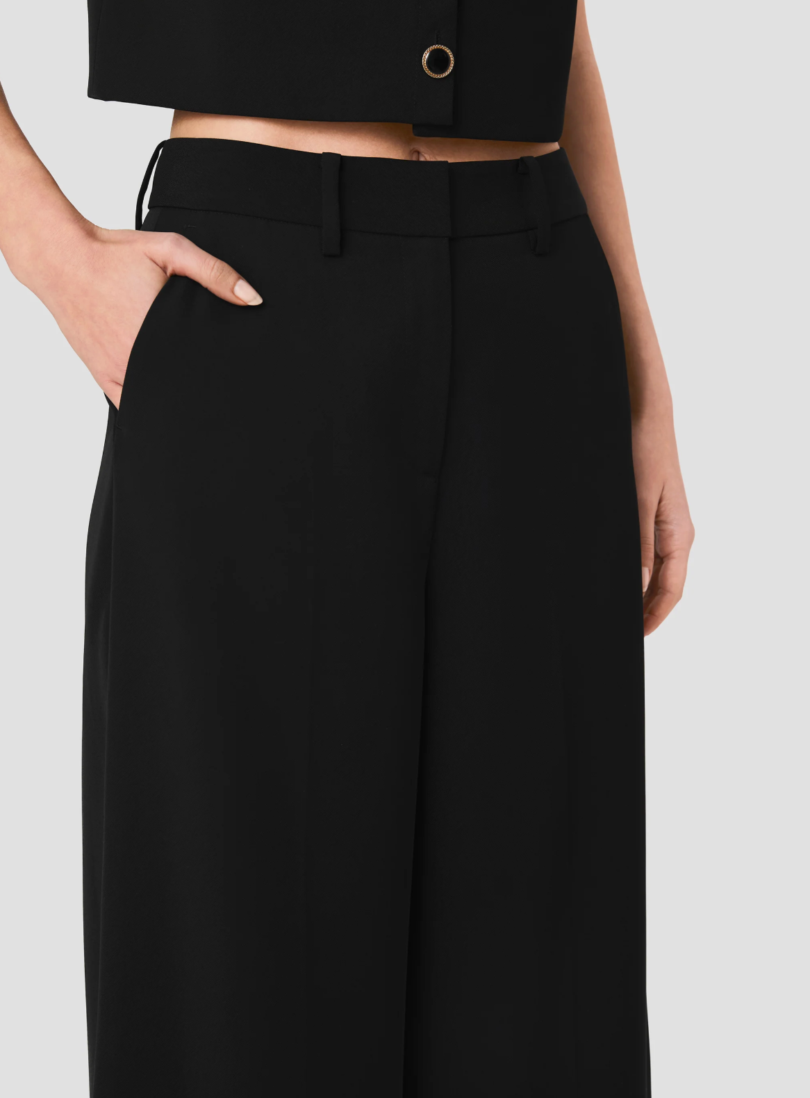 FRENCH CONNECTION HARRY SUITING HIGH WAISTED WIDE LEG TROUSERS