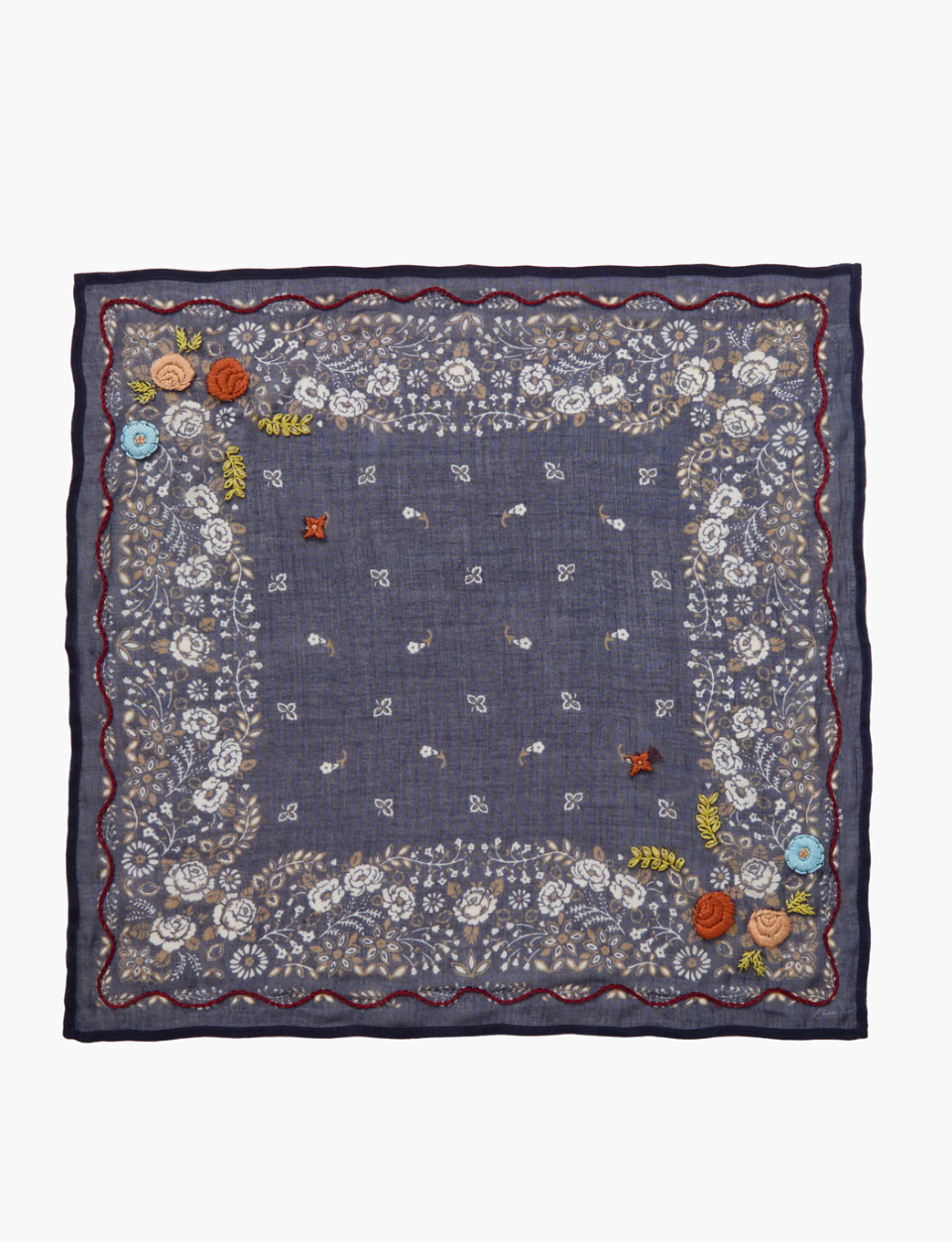 CHAN LUU EMBROIDERED FLORAL BANDANA