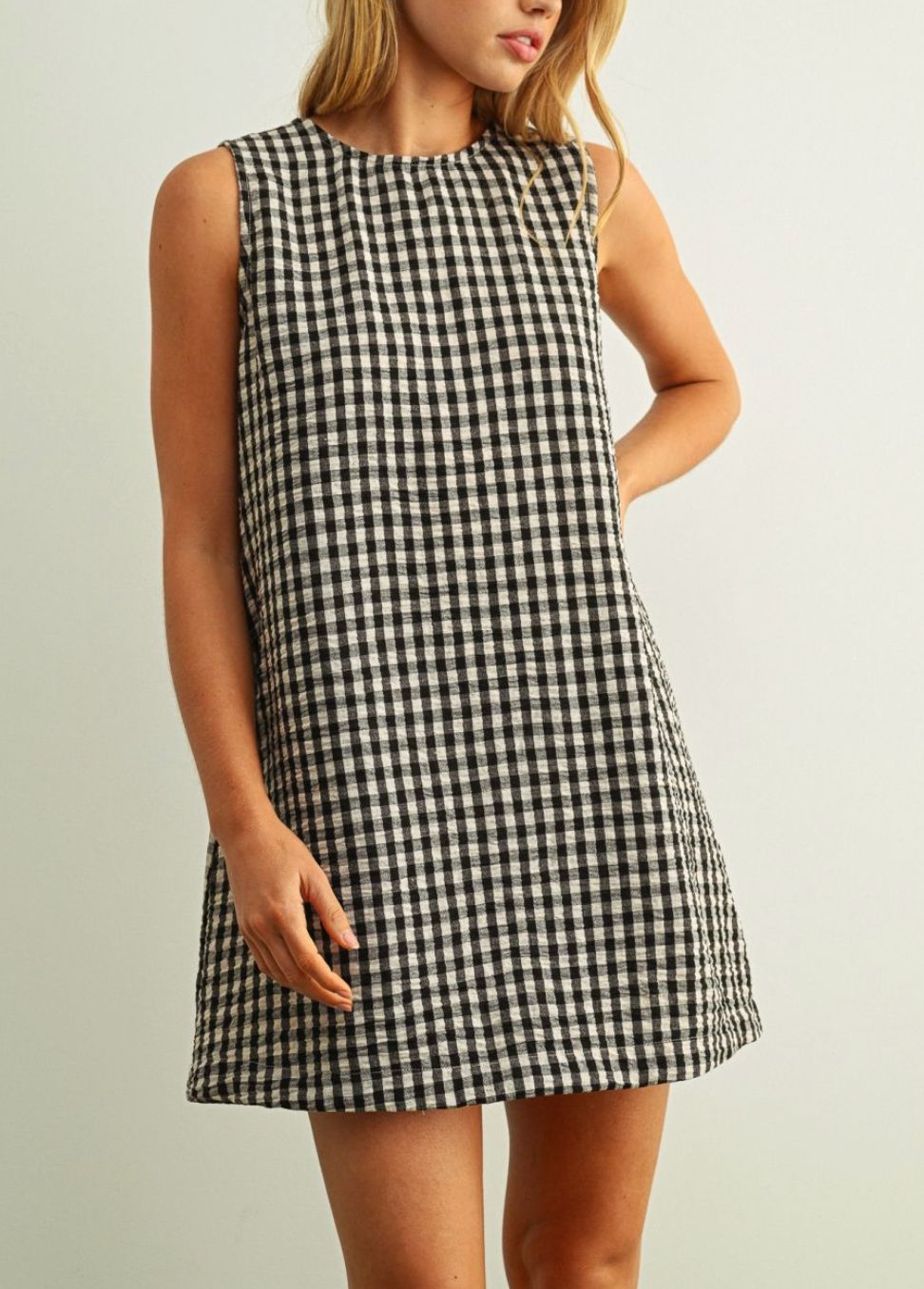 MIOU MUSE GINGHAM MINI DRESS