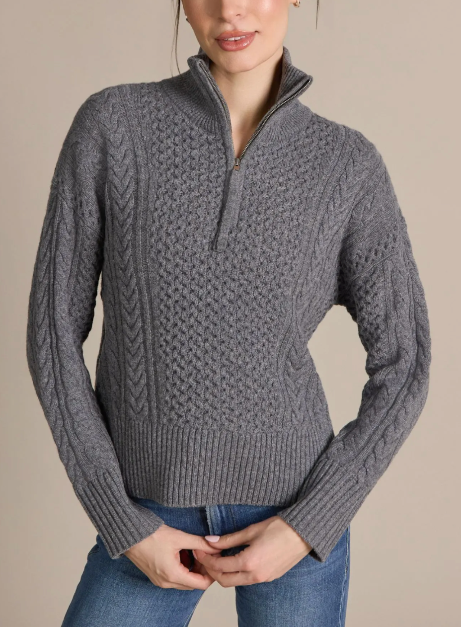 ALASHAN 100% MERINO MEGAN CABLE 1/4 ZIP