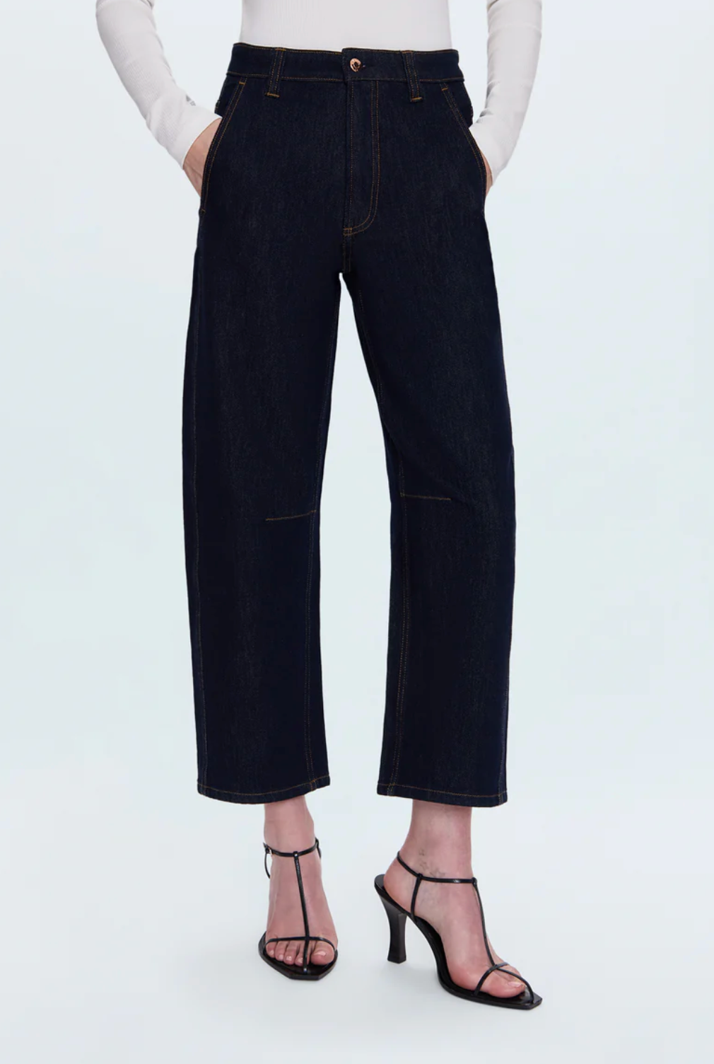 PISTOLA BEAU SEAMED CRESCENT RAW JEAN