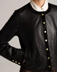 VINCE LEATHER CROPPED JACKET