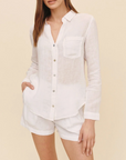 BELLA DAHL LINEN POCKET BUTTON DOWN