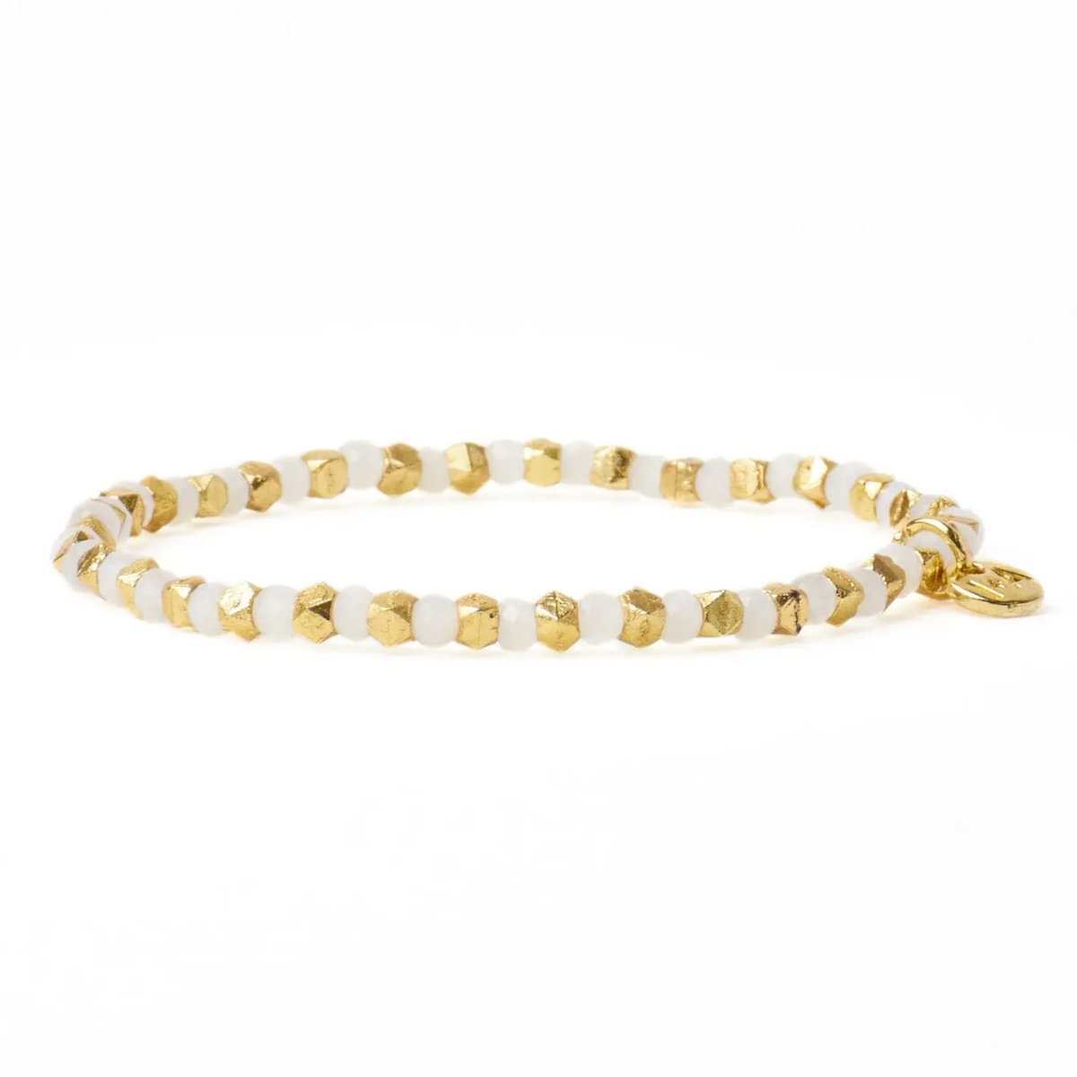 INK + ALLOY LOUISE CRYSTAL STRETCH BRACELET WHITE/GOLD