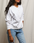 PERFECTWHITETEE BOWEN FRENCH TERRY 1/4 BUTTON DOWN SWEATSHIRT