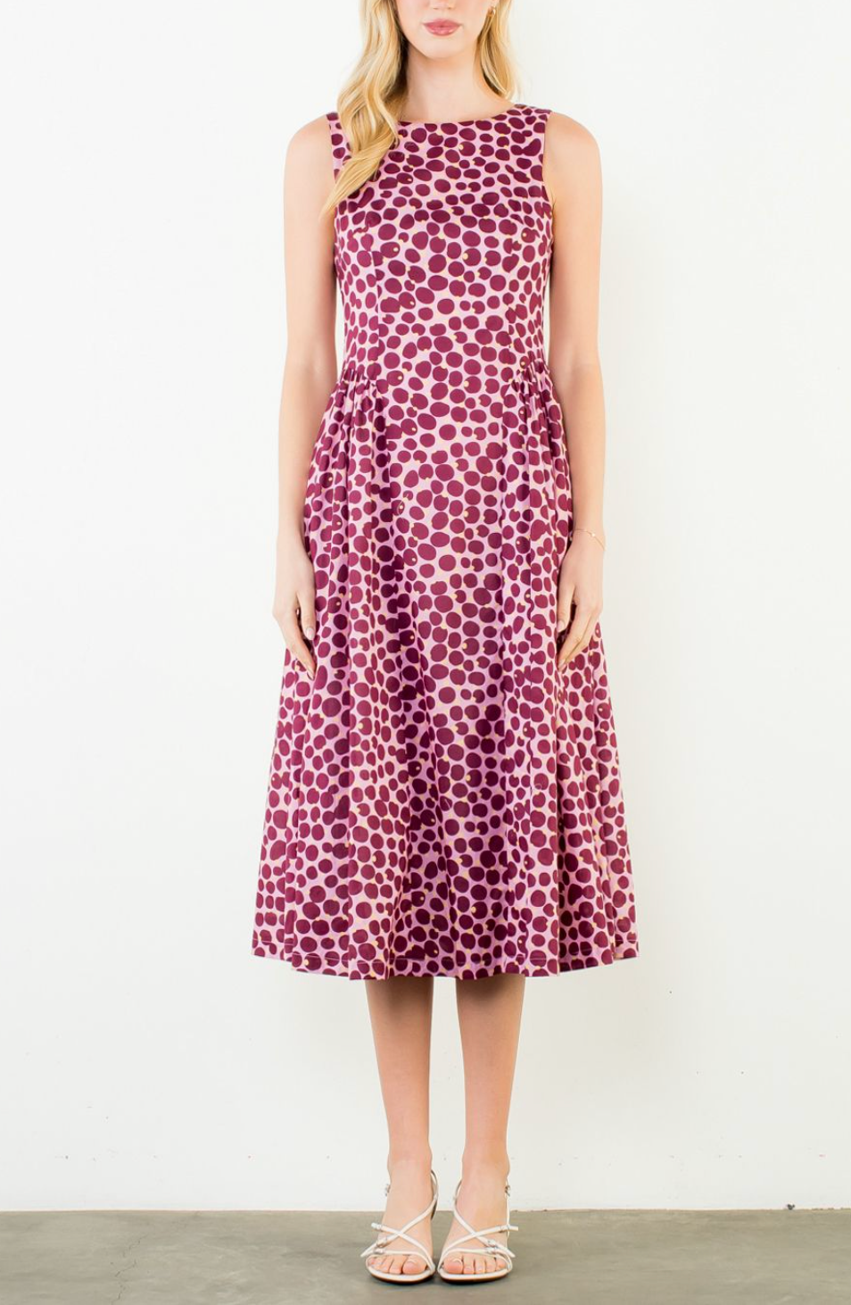 THML OLIVIA SPOTTED MIDI DRESS Indigo THML OLIVIA SPOTTED MIDI DRESS Indigo