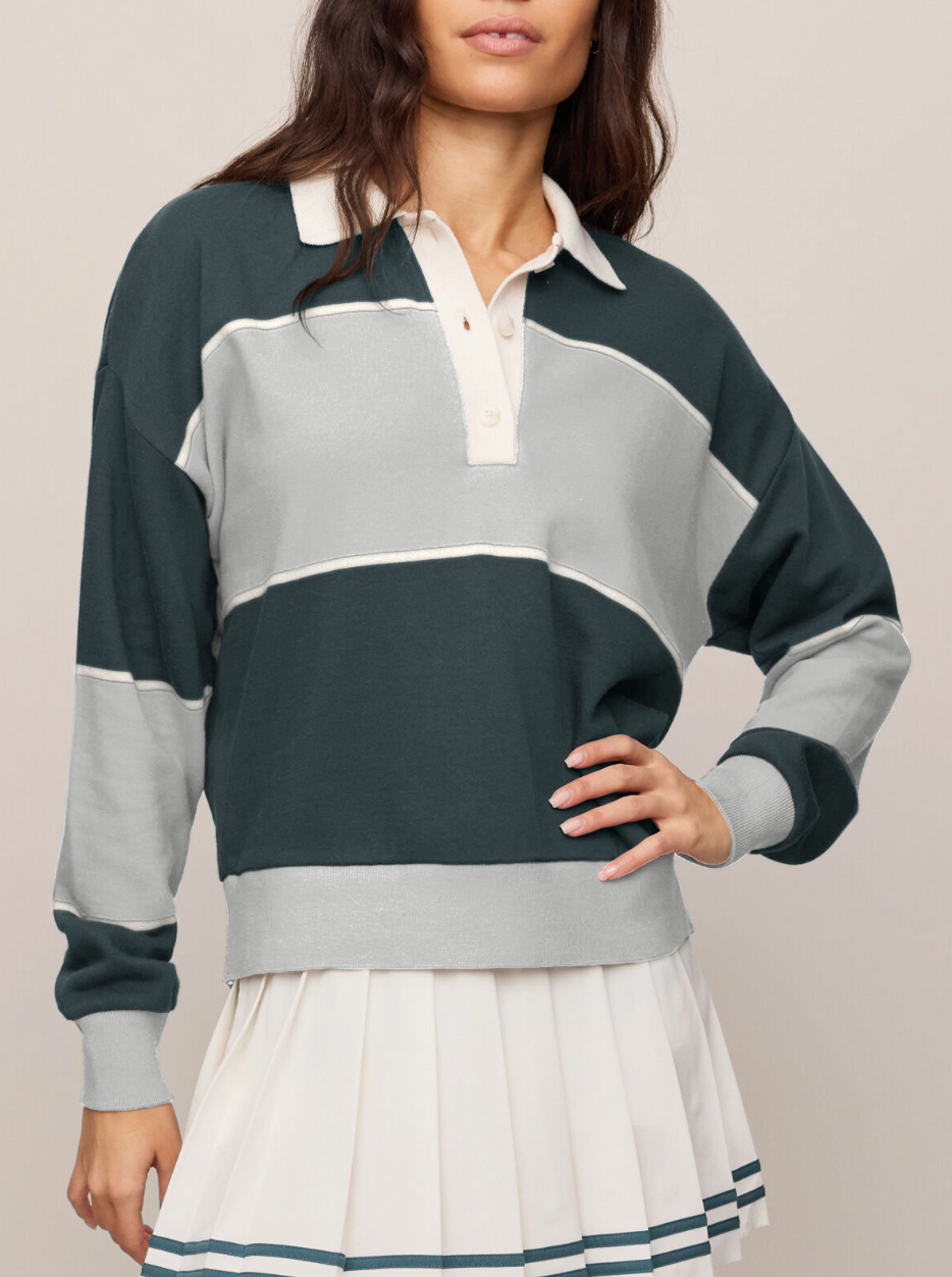 Z SUPPLY STUDY BREAK POLO SWEATSHIRT