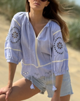 ROSE AND ROSE MIMOSA CUT WORK PLEAT FRONT TOP
