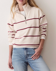 MARINE LAYER CLOUD 9 HALF ZIP SWEATSHIRT WIDE STRIPE