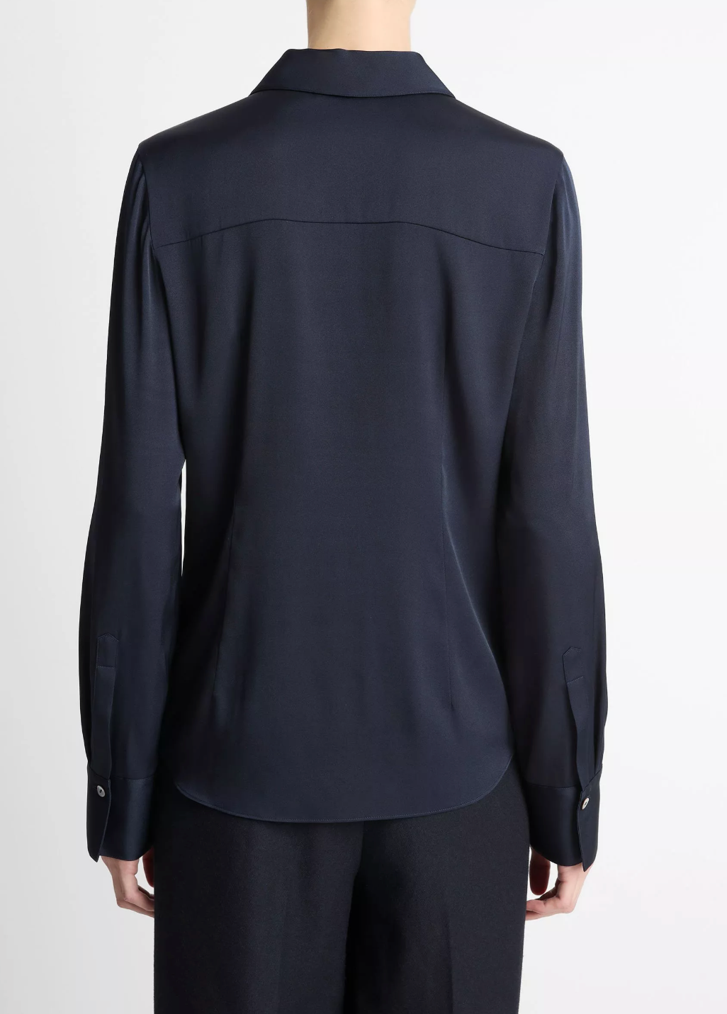 VINCE SILK-BLEND SLIM BUTTON-FRONT BLOUSE