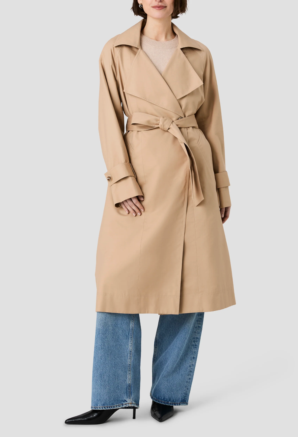 FRENCH CONNECTION RELAXED TRENCH TWILL RAGLAN TRENCH COAT