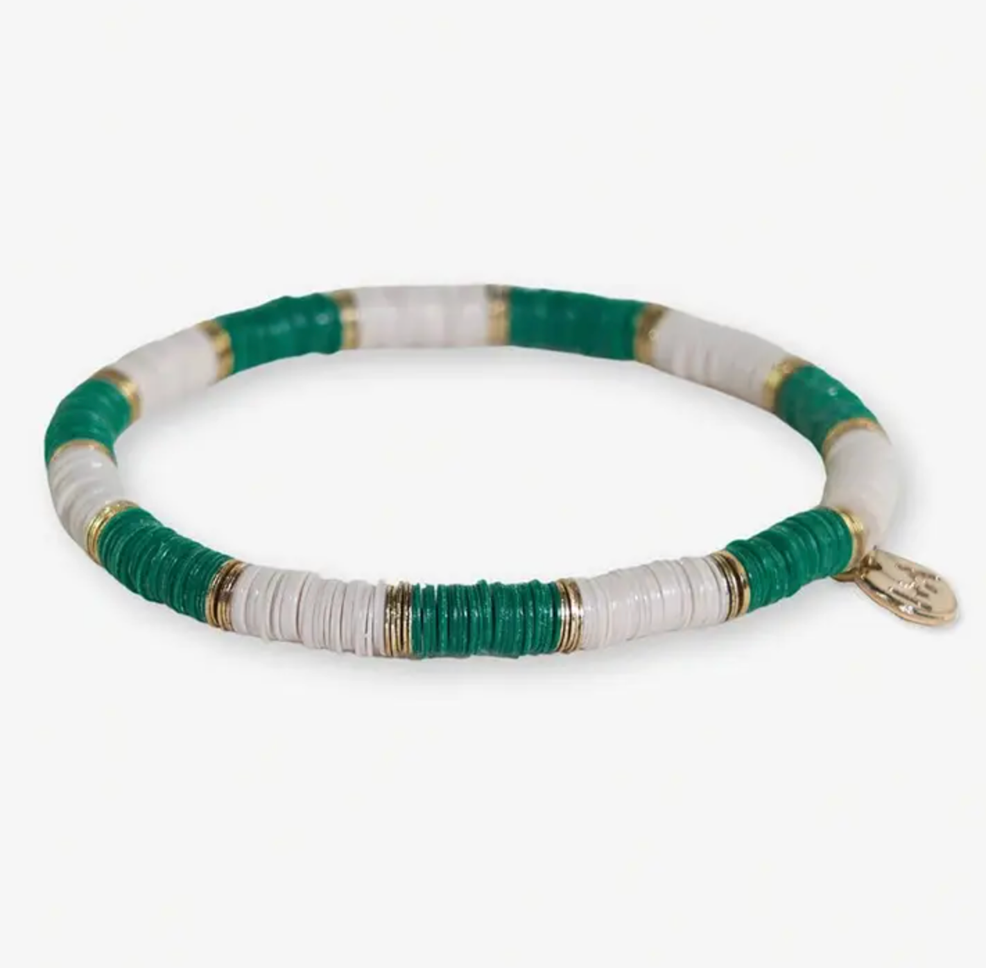 INK + ALLOY GRACE TWO-COLOR BLOCK SEQUIN STRETCH BRACELET KELLY GREEN/IVORY