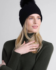 ALASHAN CASHMERE LUXE RIBBED FOX POMPOM HAT