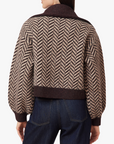 HABITUAL HERRINGBONE ZIP FRONT CARDIGAN