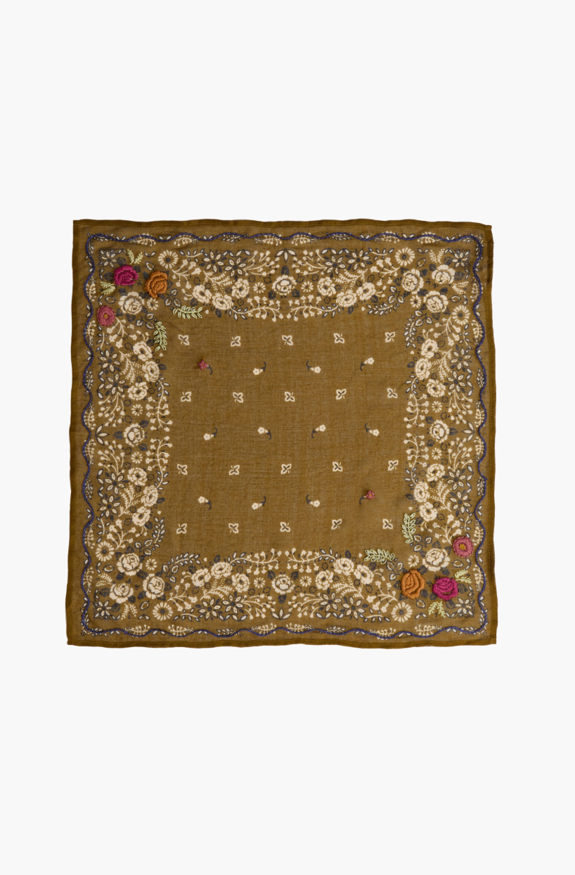 CHAN LUU EMBROIDERED FLORAL BANDANA