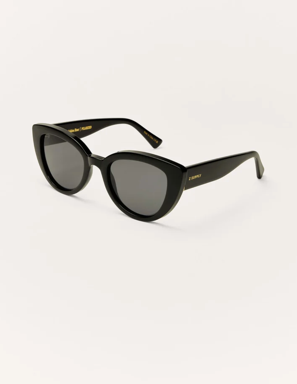 Z SUPPLY GOLDEN HOUR SUNGLASSES - POLISHED BLACK/GREY
